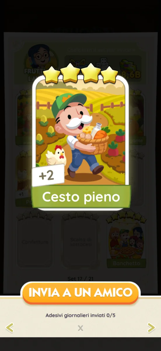 Adesivo 4 stelle
Cesto pieno
Set 17