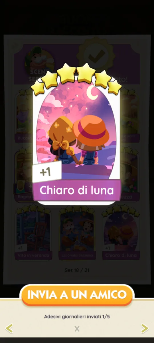 Adesivo 5 stelle chiaro di luna set 18